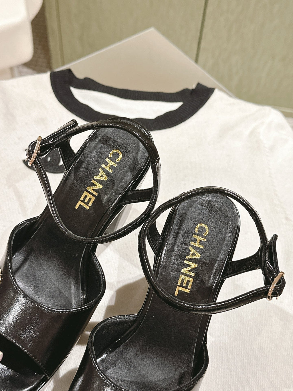 Chanel High Sandal Black Calfskin