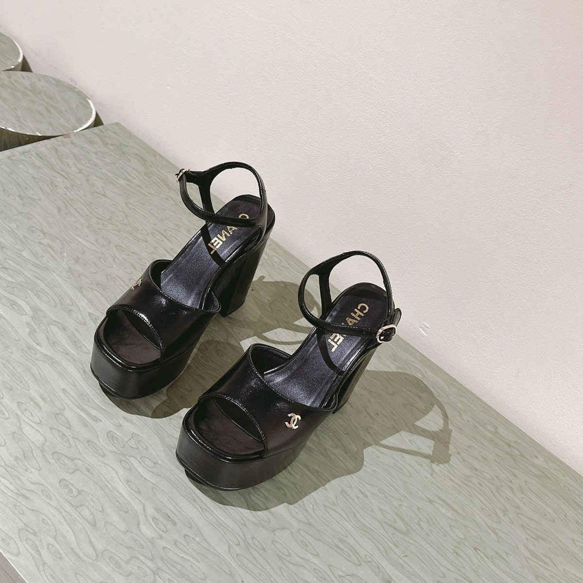Chanel High Sandal Black Calfskin