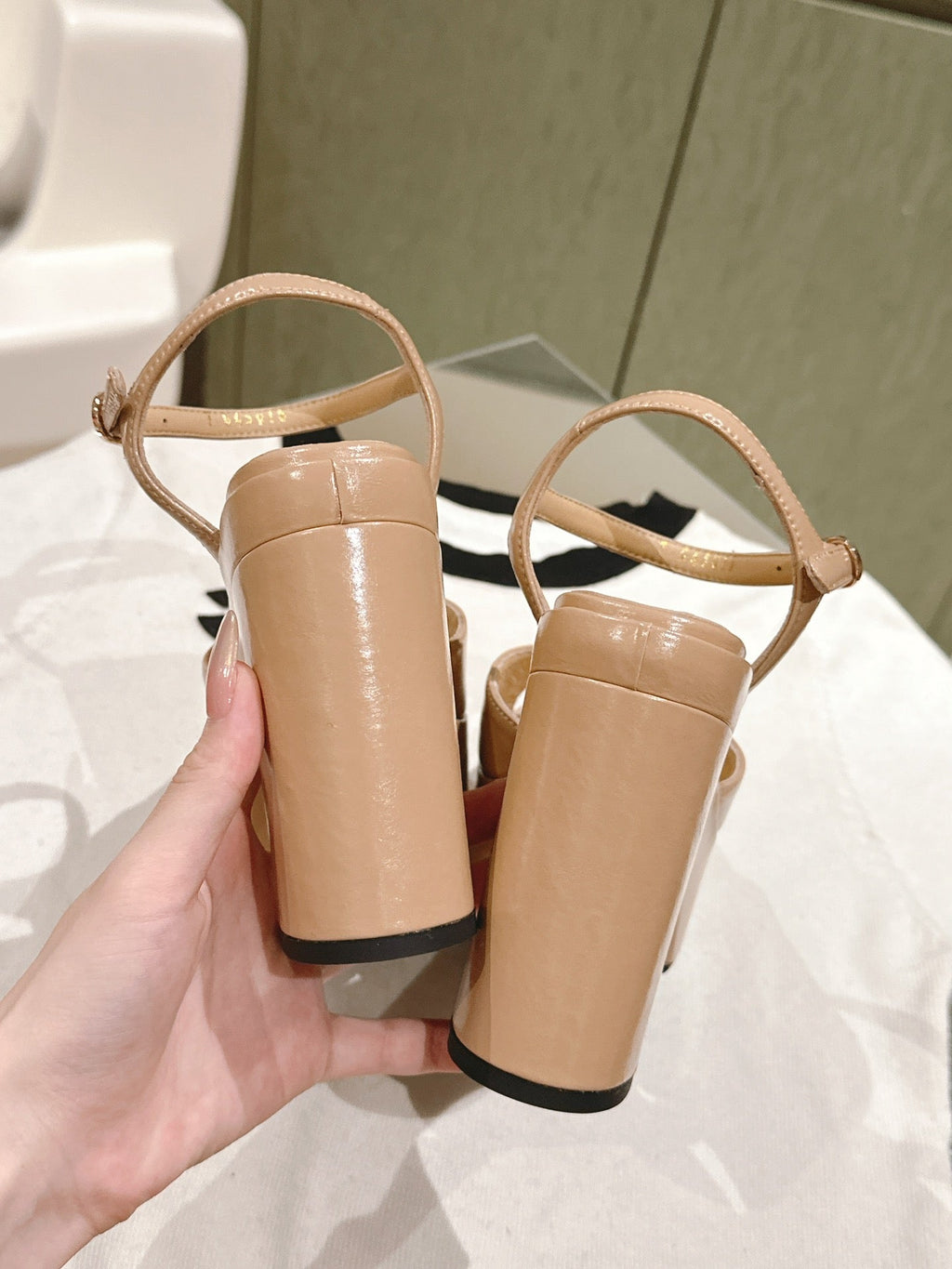 Chanel High Sandal Beige Cream Calfskin