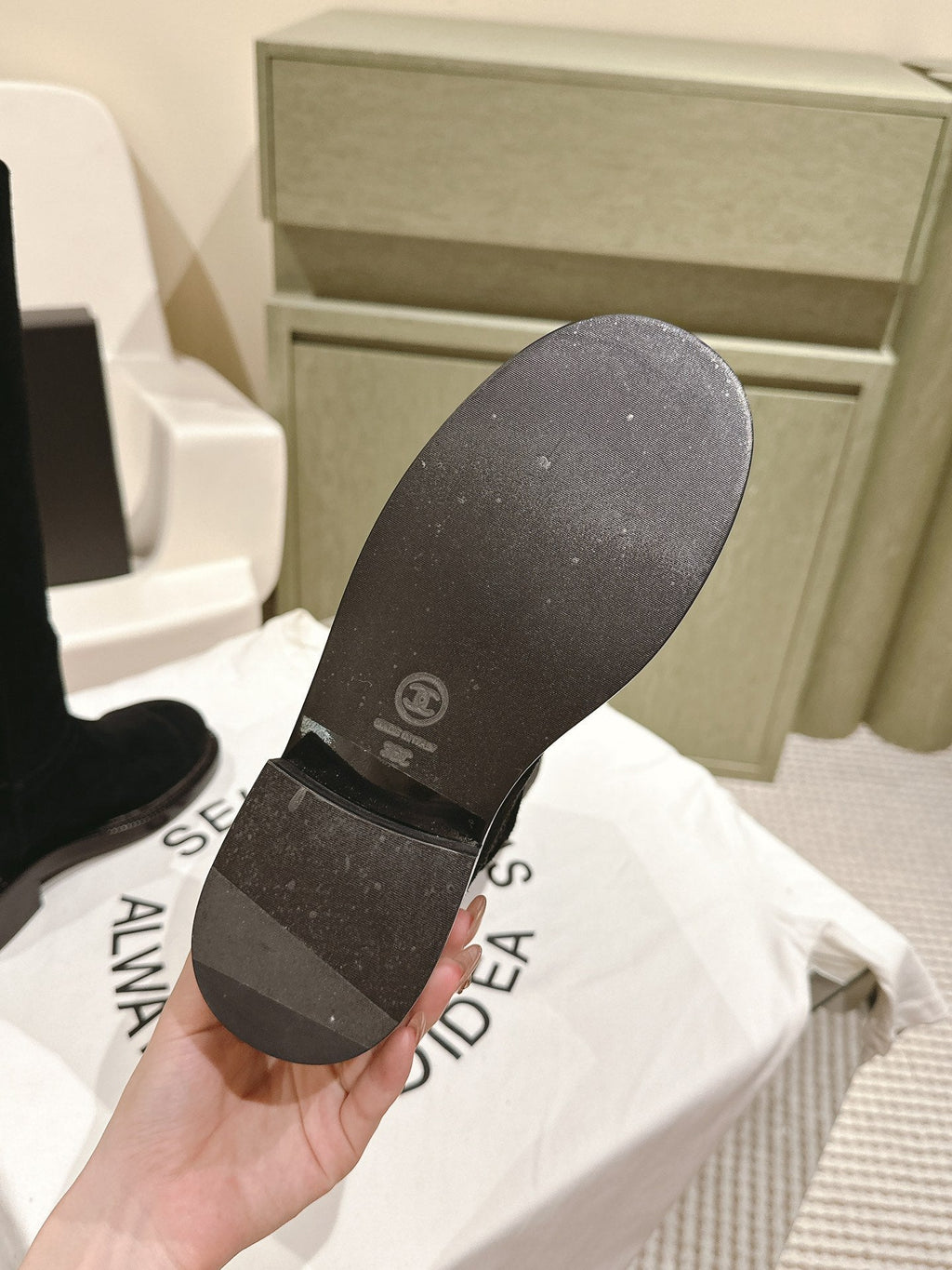Chanel High Boots Black Suede Calfskin