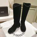 Chanel High Boots Black Suede Calfskin