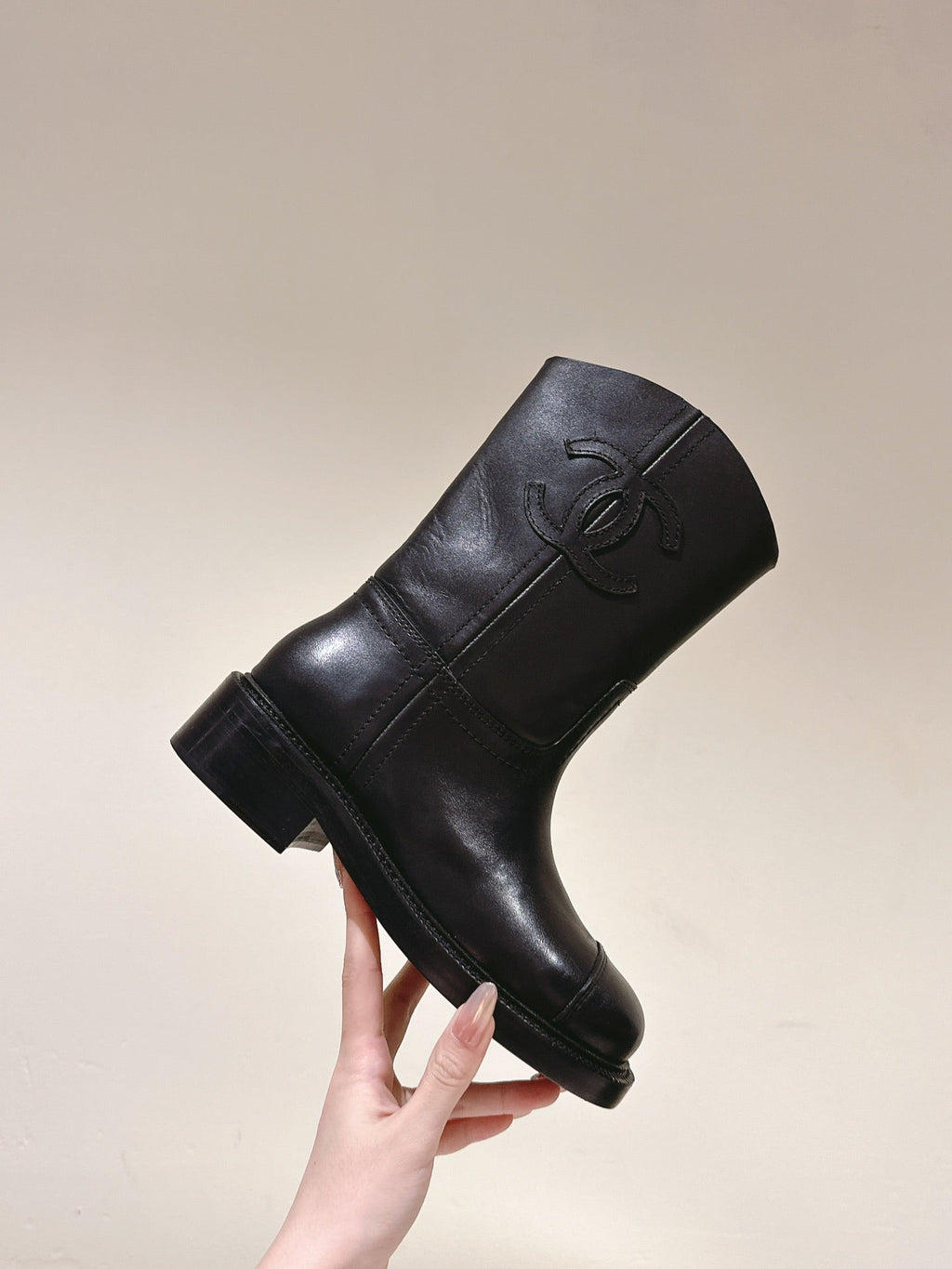 Chanel Short Boots Black Calfskin