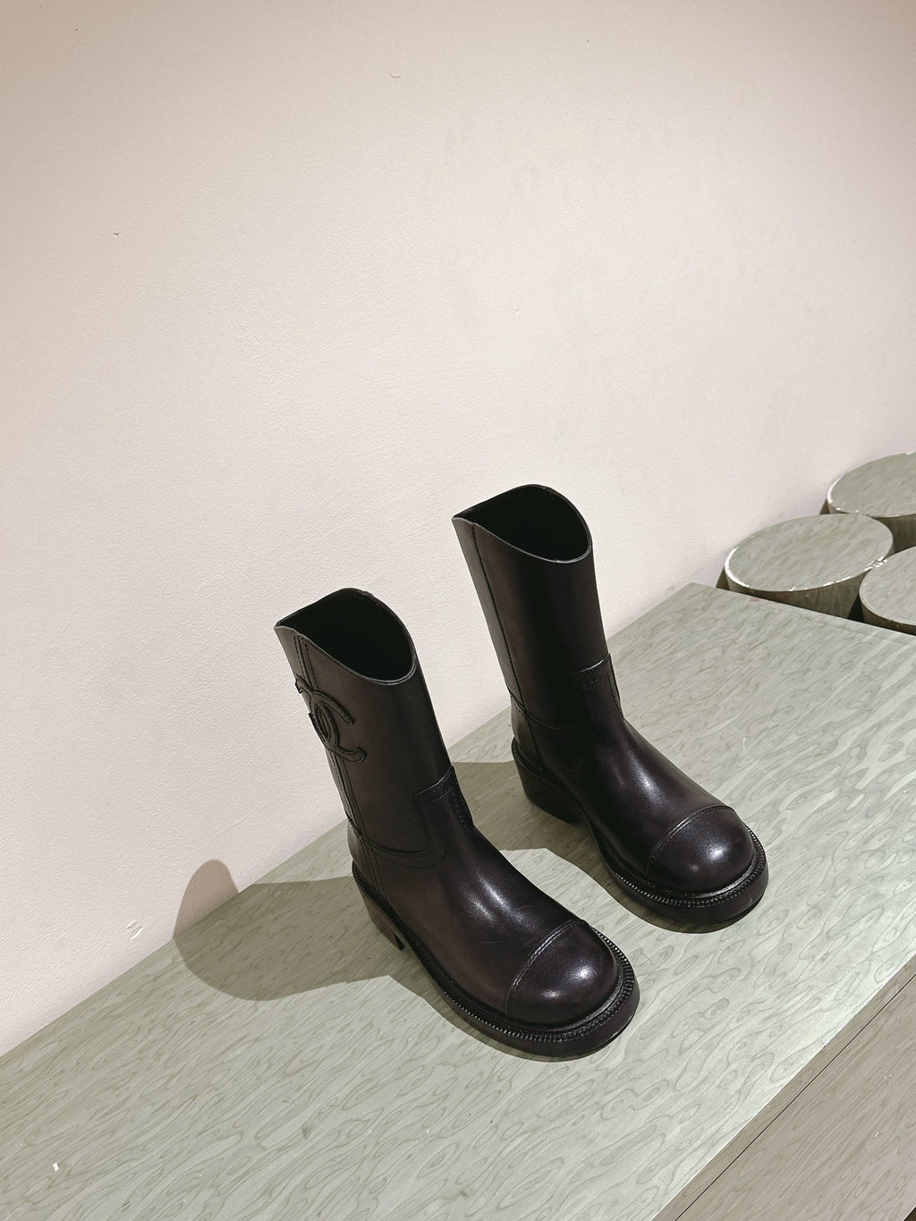Chanel Short Boots Black Calfskin
