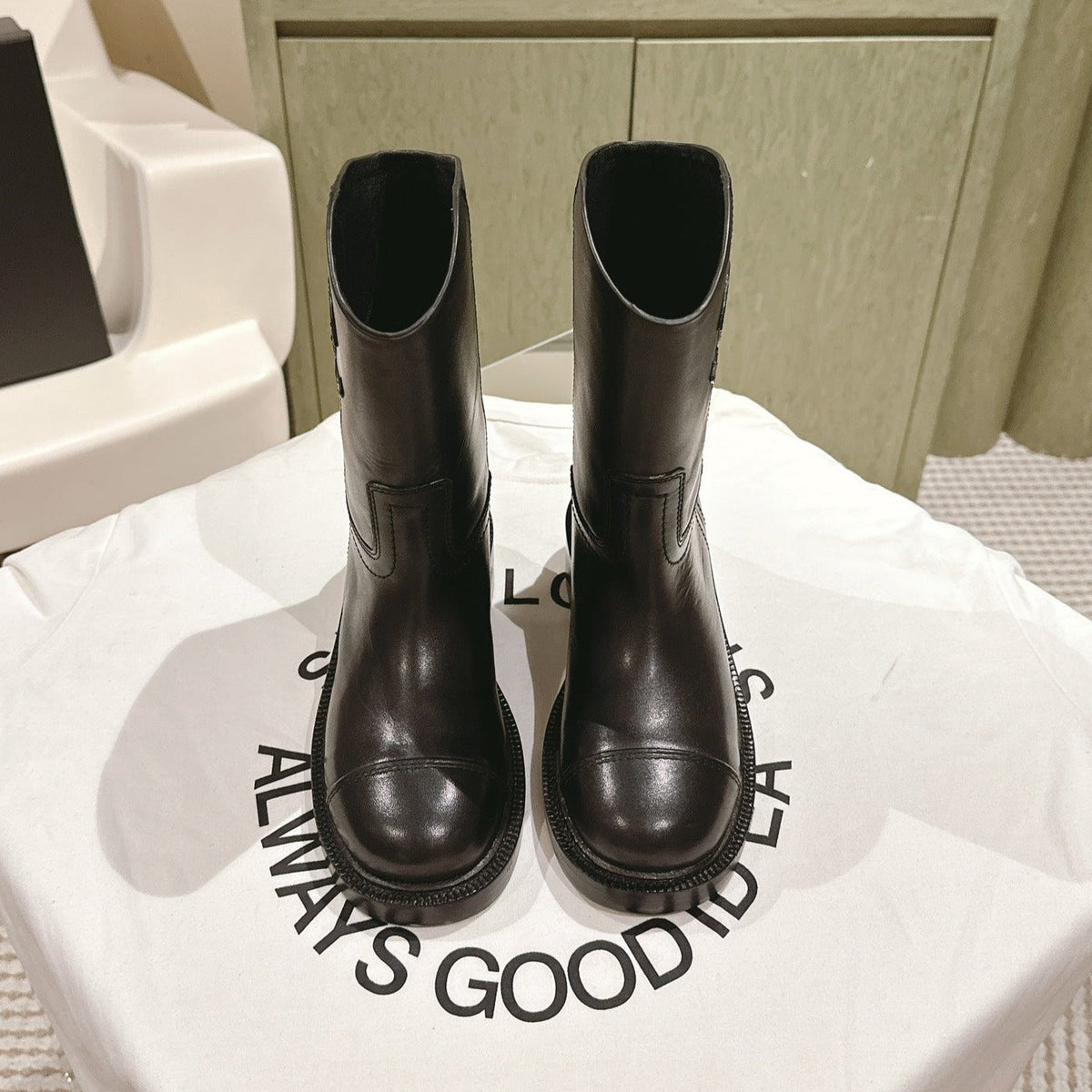 Chanel Short Boots Black Calfskin