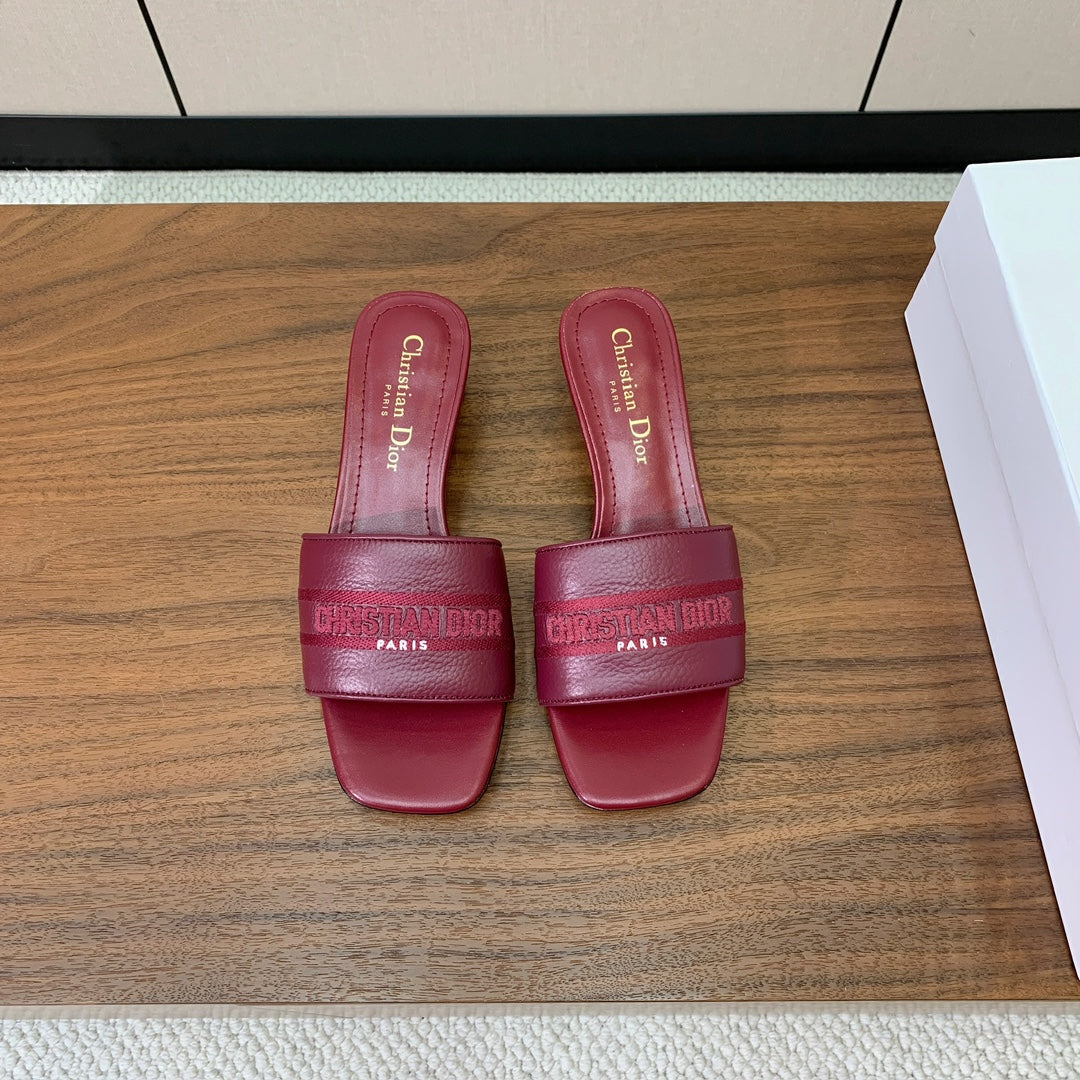 Dior 25S High-Heel Sandals 40 mm in Dark Red Calfskin