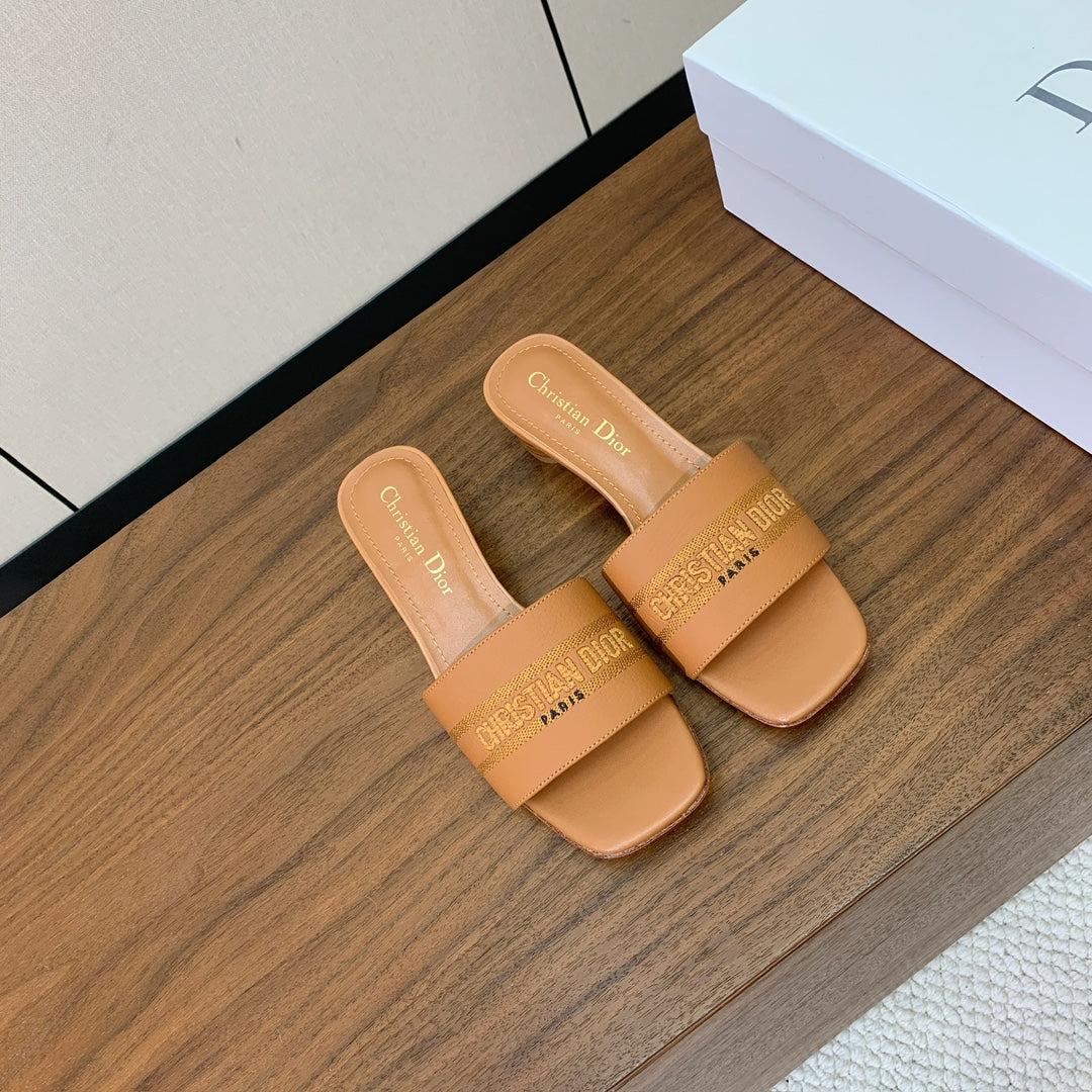 Dior 25S High-Heel Sandals 40 mm in Light Brown Calfskin