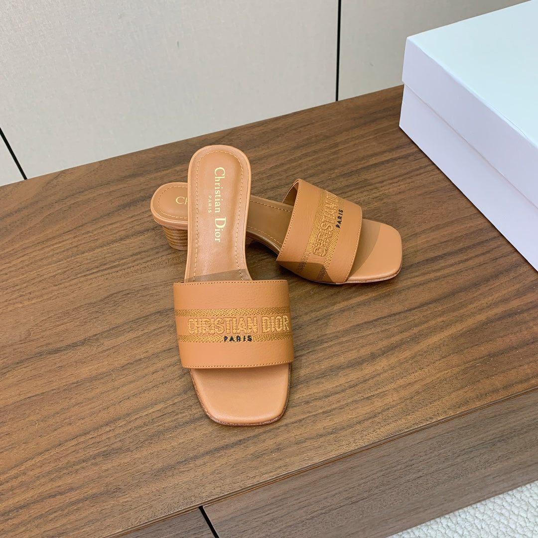 Dior 25S High-Heel Sandals 40 mm in Light Brown Calfskin