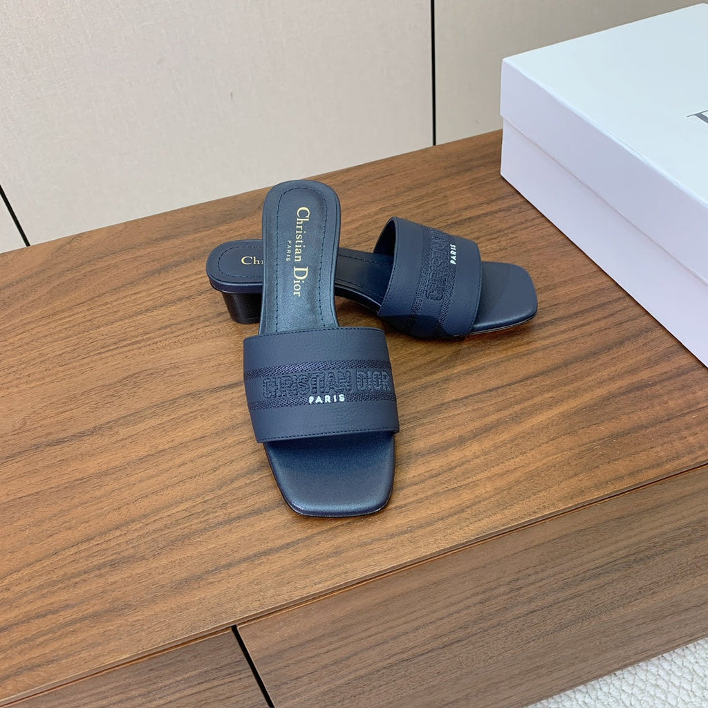 Dior 25S High-Heel Sandals 40 mm in Deep Navy Blue Calfskin