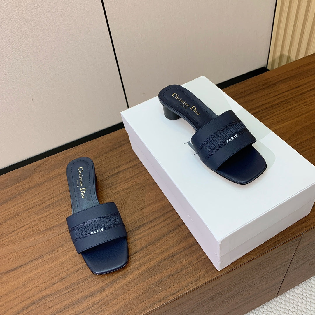 Dior 25S High-Heel Sandals 40 mm in Deep Navy Blue Calfskin