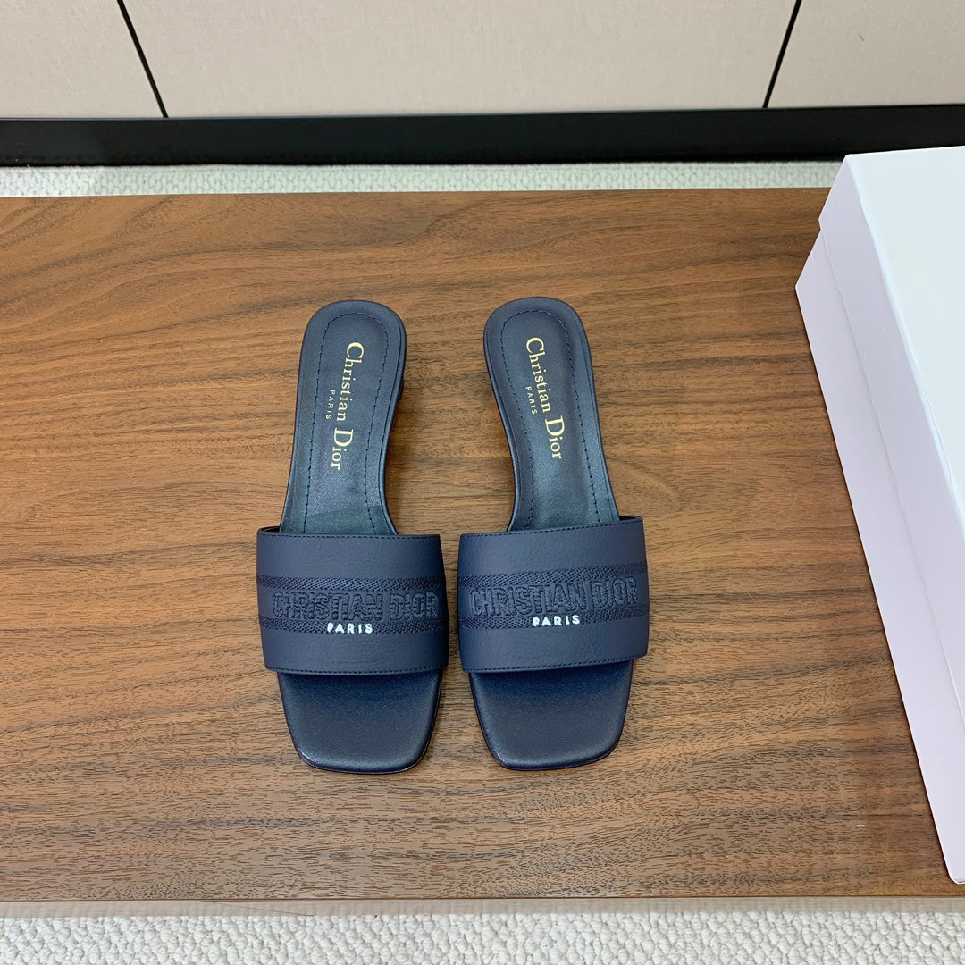 Dior 25S High-Heel Sandals 40 mm in Deep Navy Blue Calfskin