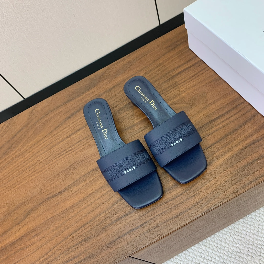 Dior 25S High-Heel Sandals 40 mm in Deep Navy Blue Calfskin