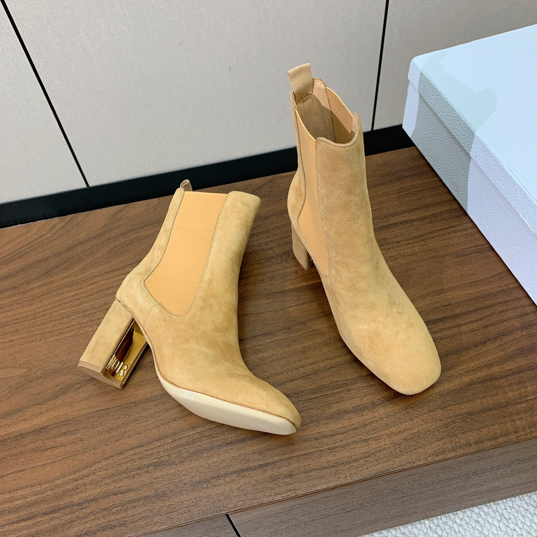 Dior 25S Ankle Boots 80 mm in Beige Suede