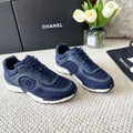 Chanel Sneaker in Navy Blue Wool Tweed and Suede