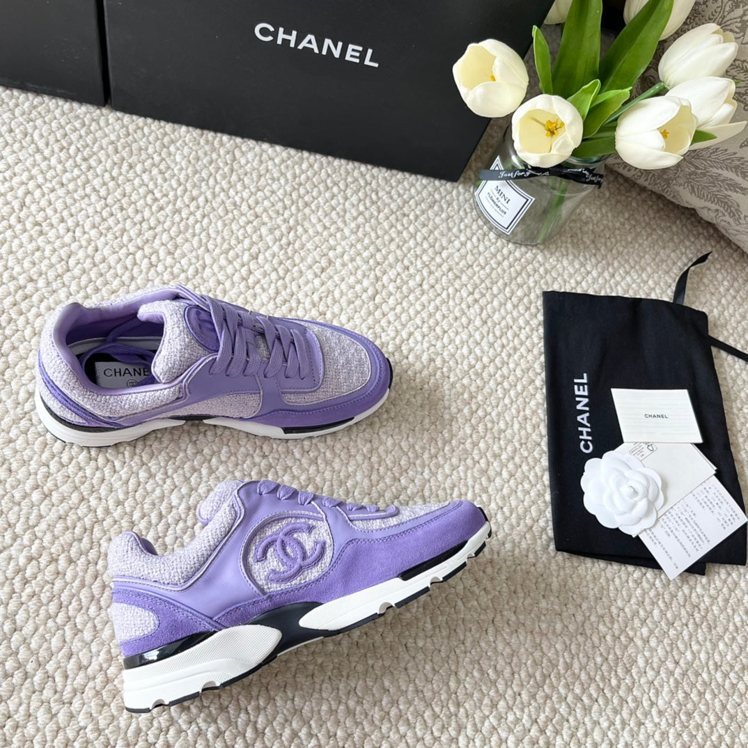 Chanel Sneaker in Iris Purple Wool Tweed and Suede
