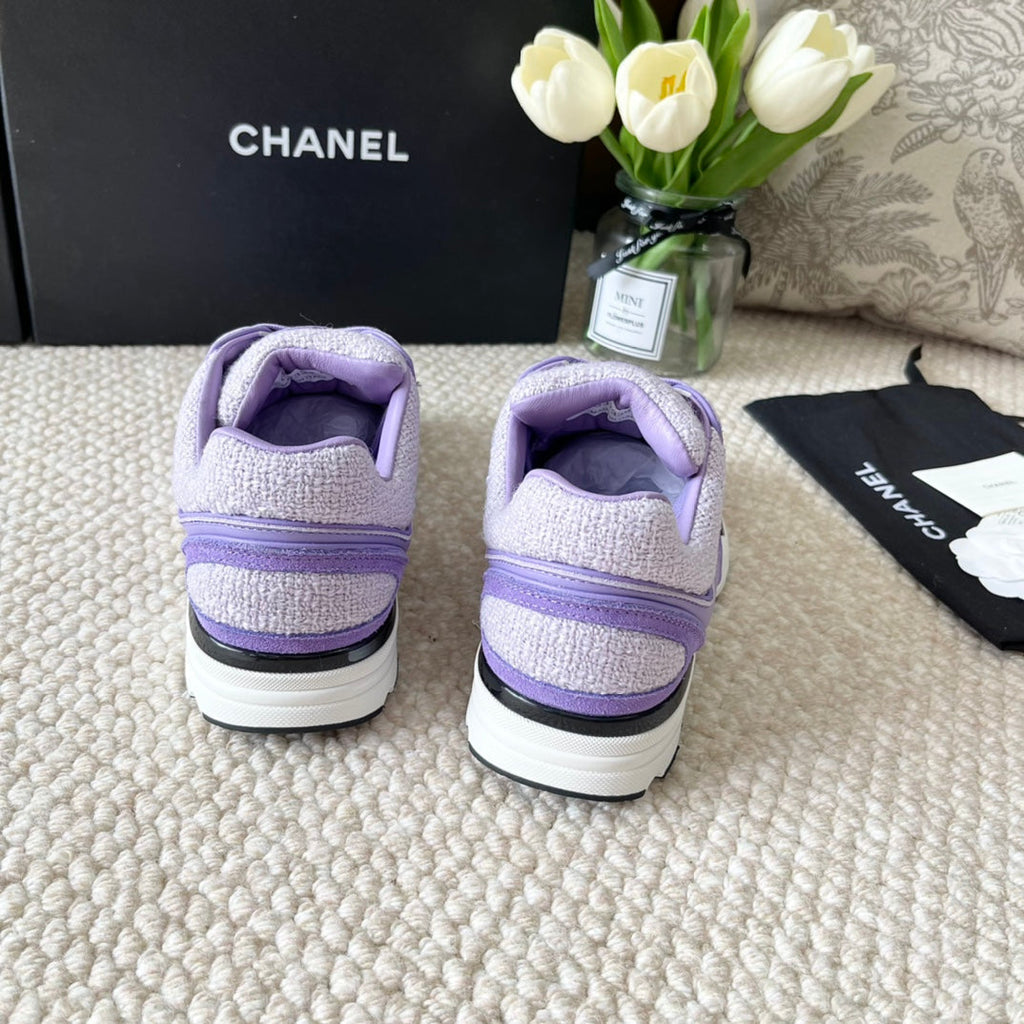 Chanel Sneaker in Iris Purple Wool Tweed and Suede