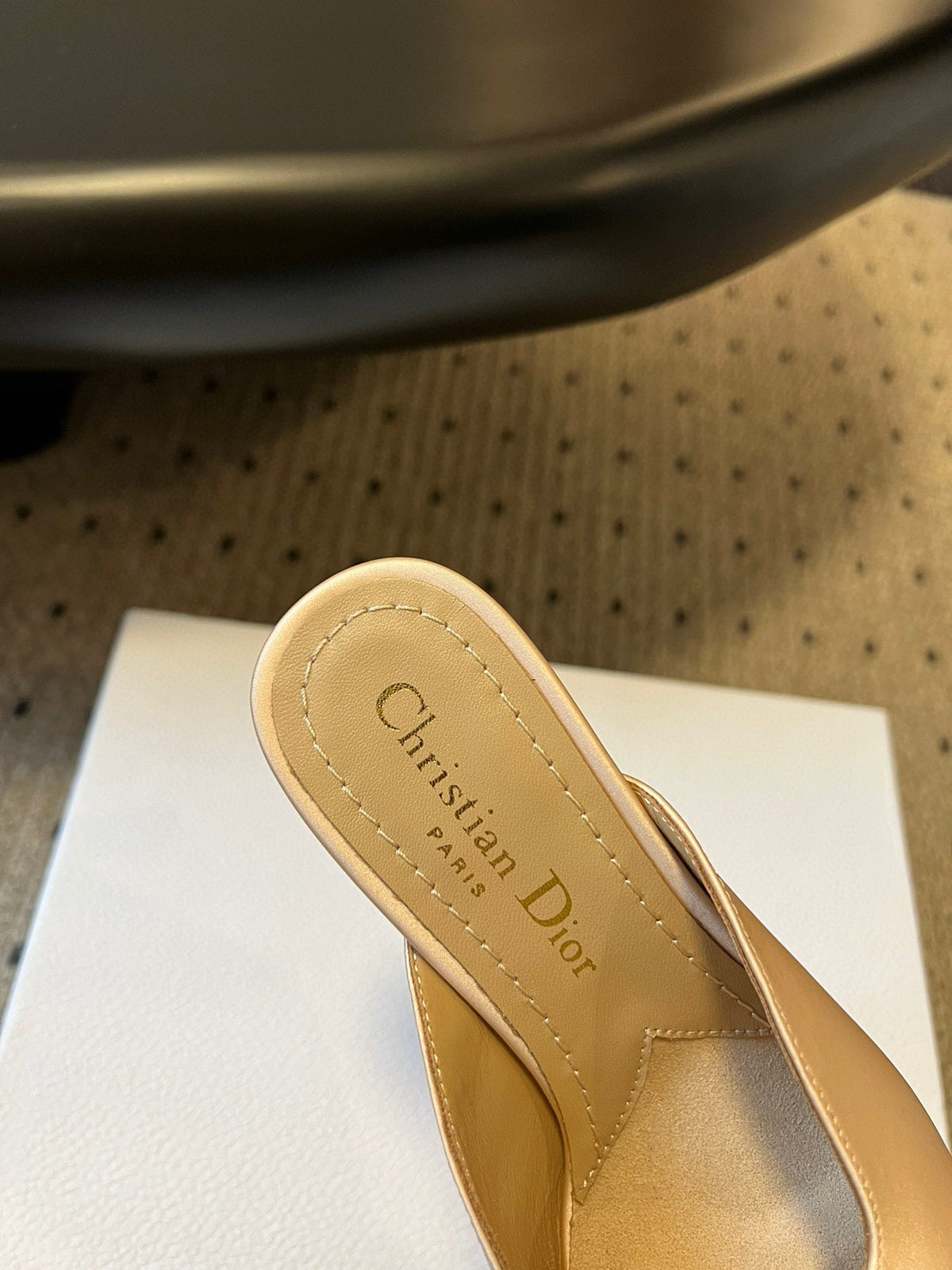 Dior CD Tribales Pumps in Beige Satin and Calfskin