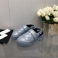 Chanel Chunky Platform Shearling Slipper Saphire Blue Lambskin