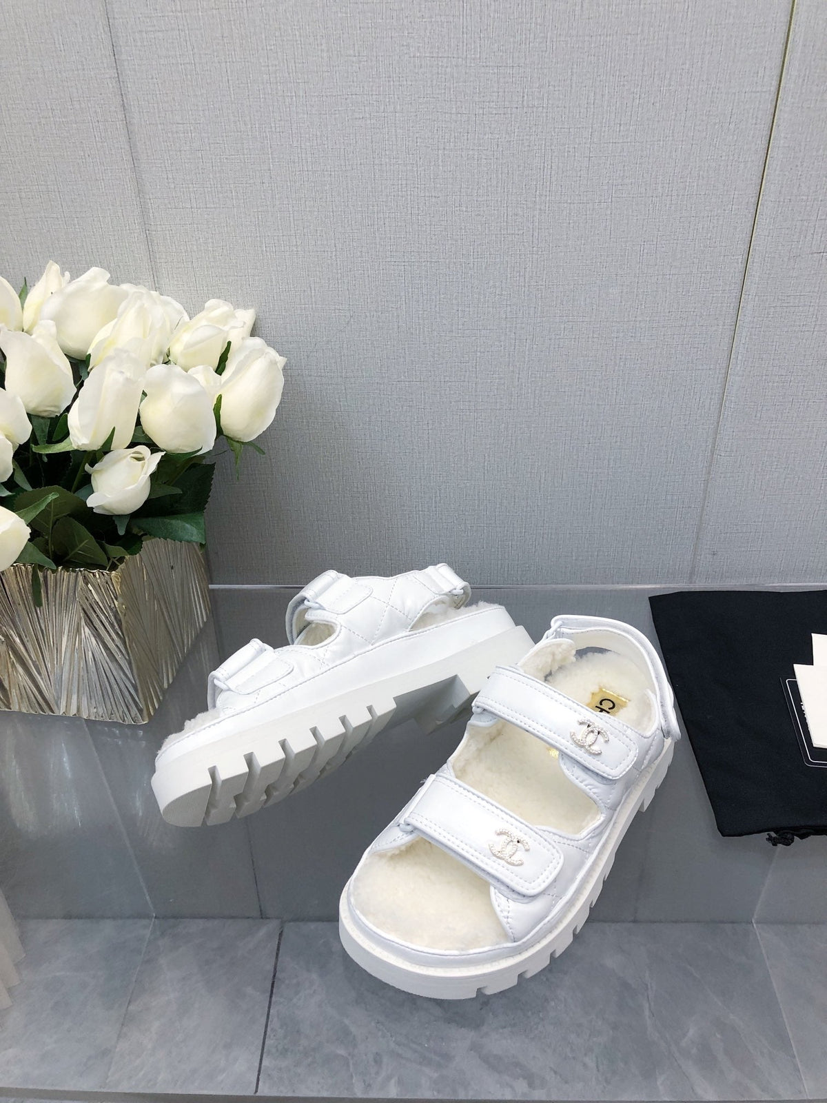 Chanel Dad Sandal White Lambskin