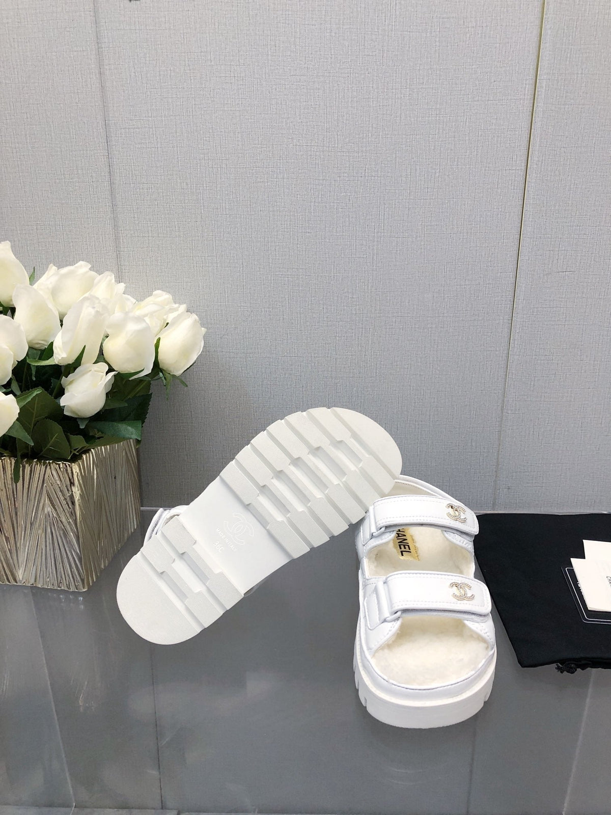 Chanel Dad Sandal White Lambskin