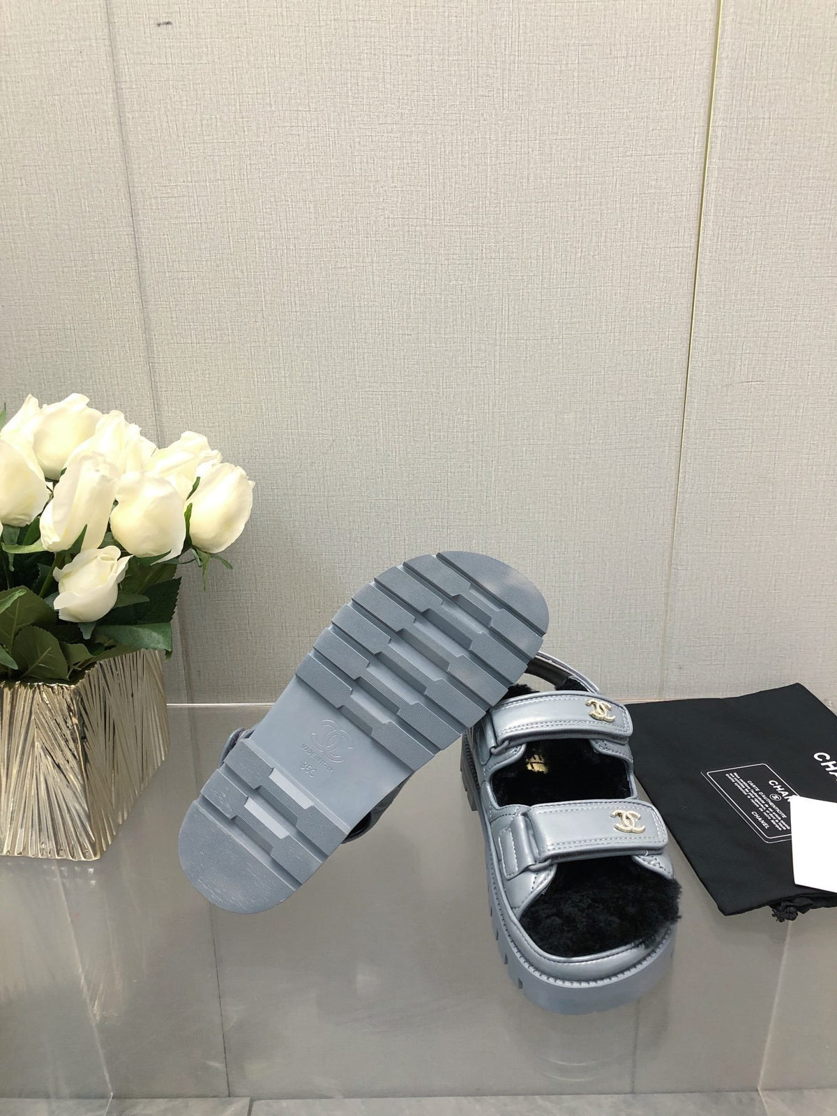 Chanel Dad Sandal Saphire Blue Lambskin