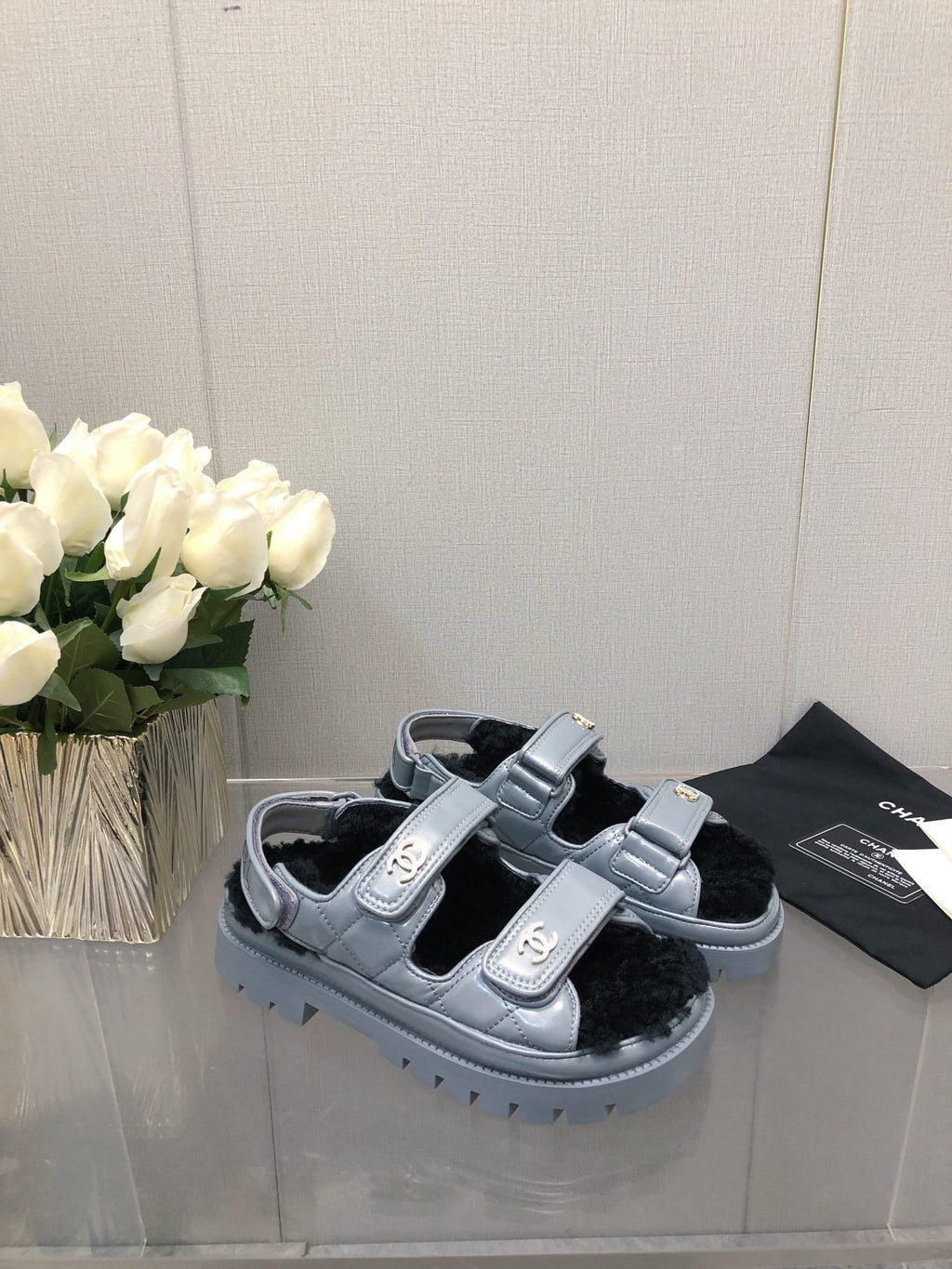 Chanel Dad Sandal Saphire Blue Lambskin