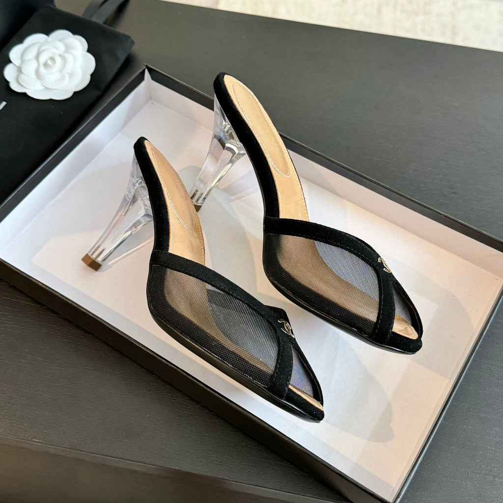 Chanel Double C High Heel Black Lambskin
