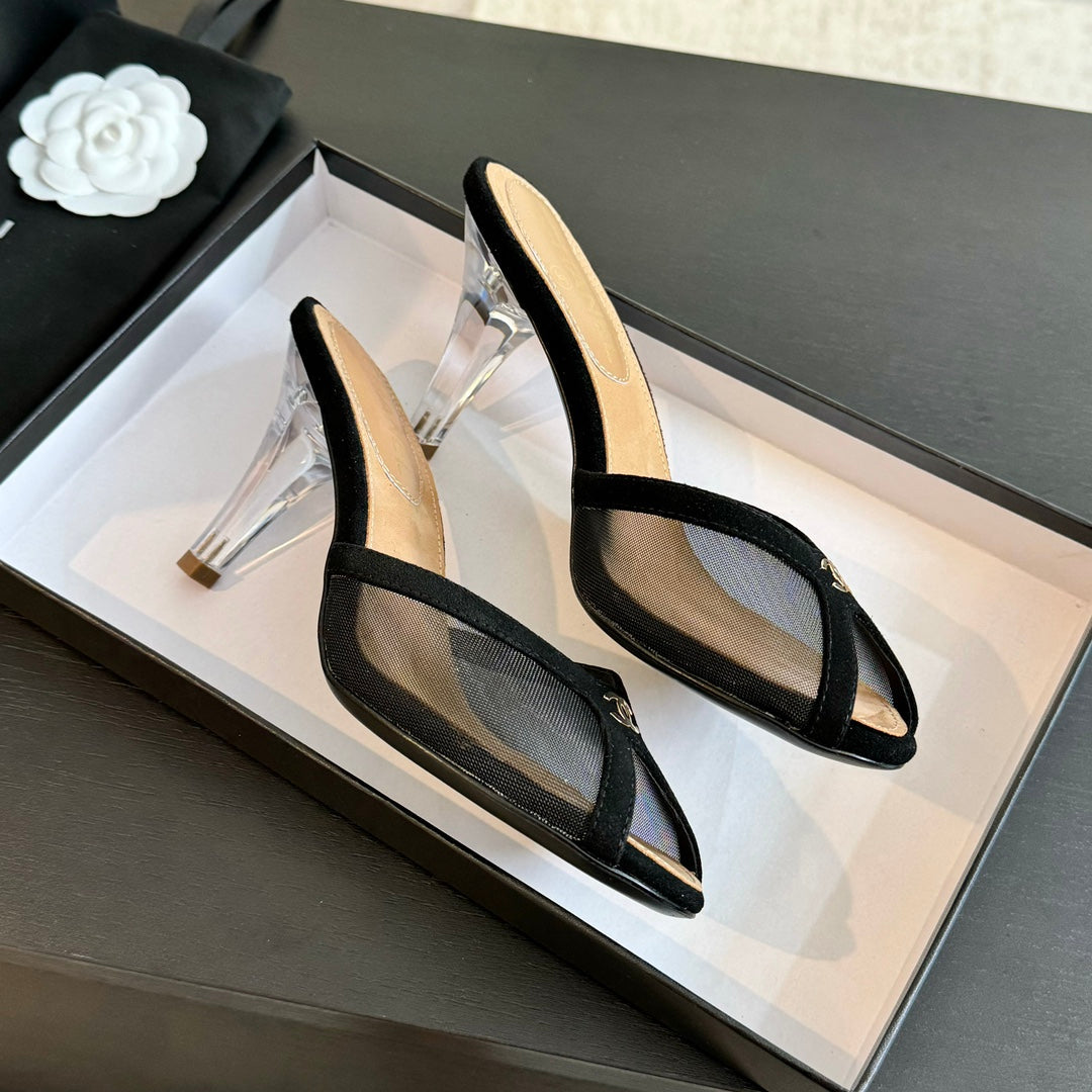 Chanel Double C High Heel Black Lambskin