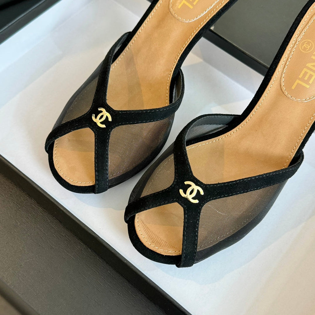 Chanel Double C High Heel Black Lambskin