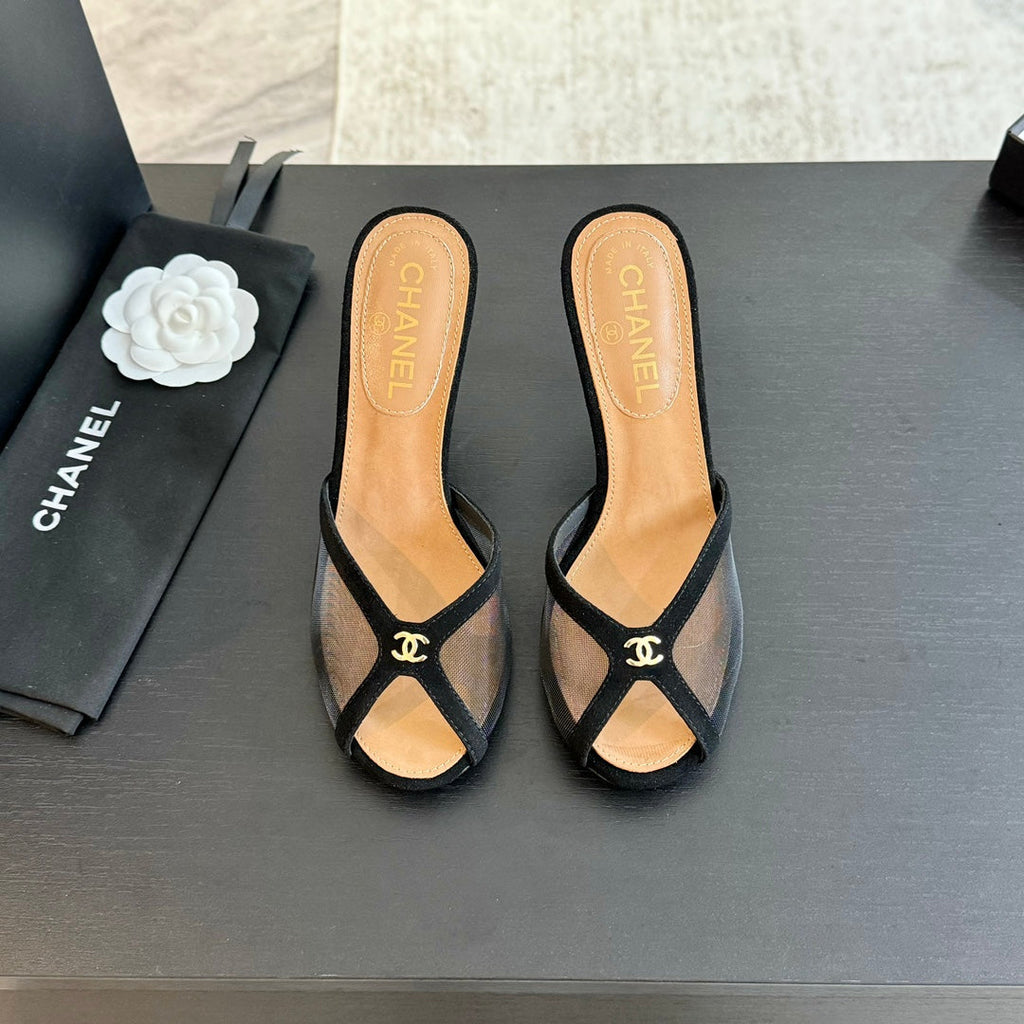 Chanel Double C High Heel Black Lambskin