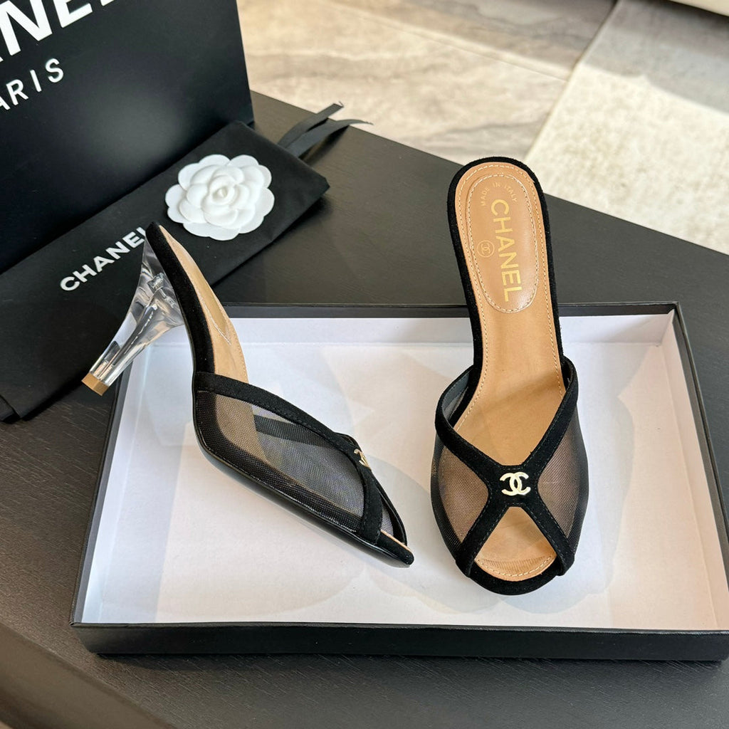 Chanel Double C High Heel Black Lambskin