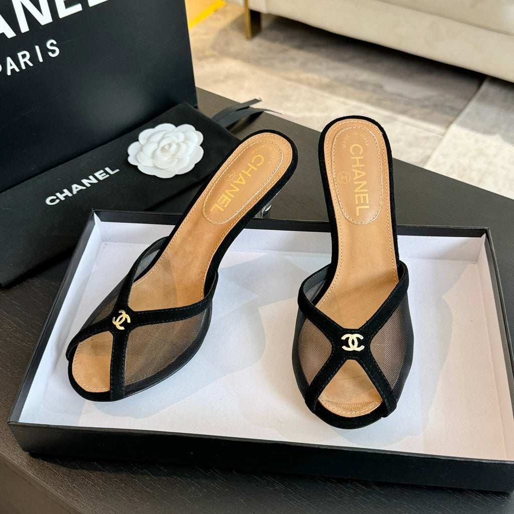 Chanel Double C High Heel Black Lambskin