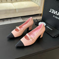 Chanel Double C Women's Shoes Spirit Toe Light Pink Lambskin