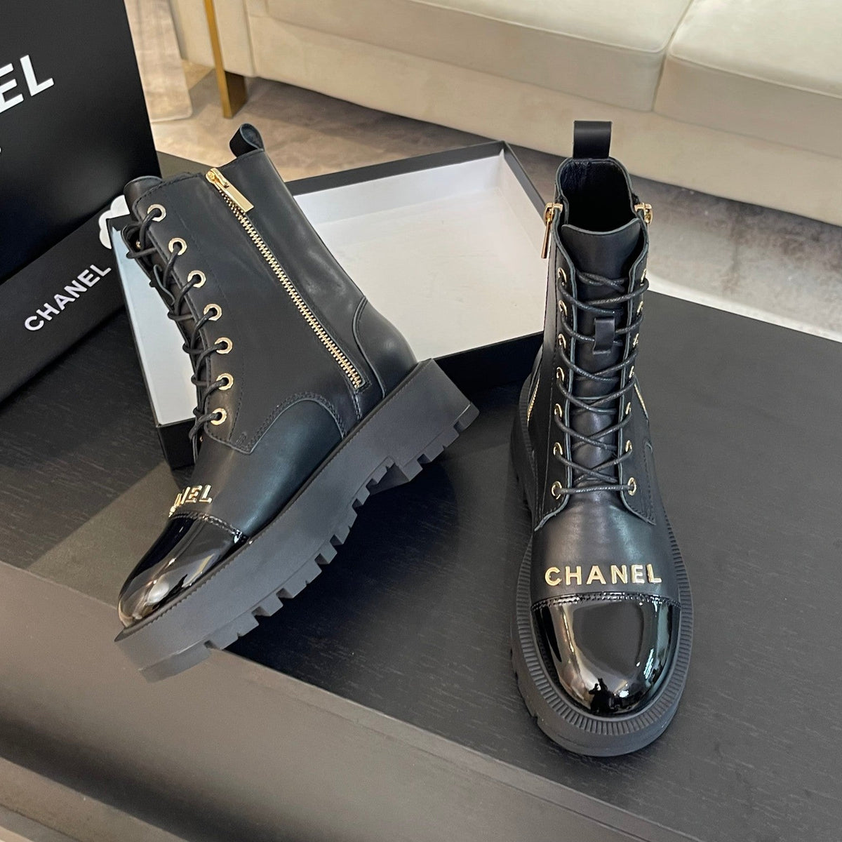 Chanel Ankle Boots in Black Lambskin