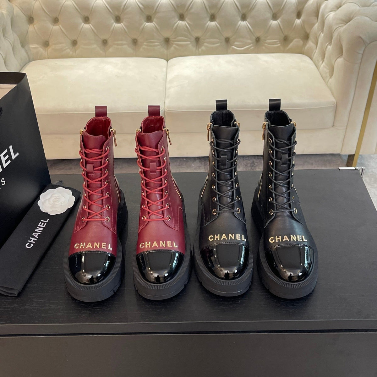 Chanel Ankle Boots in Black Lambskin