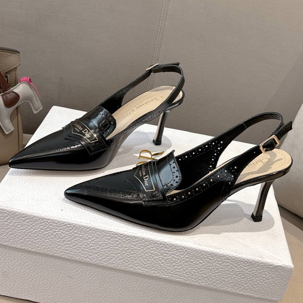Dior Boy Slingback Pump 35 mm in Black Calfskin