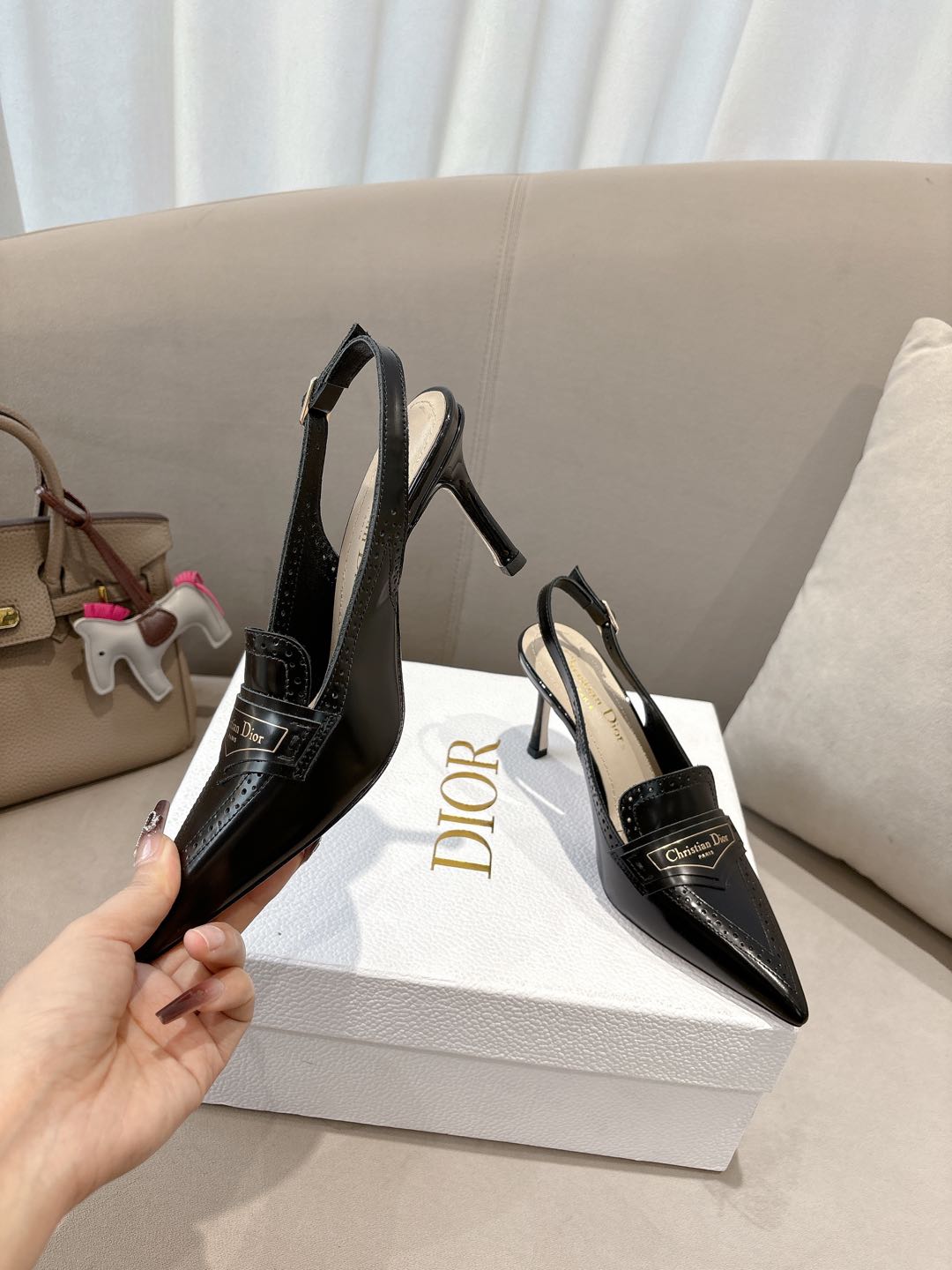 Dior Boy Slingback Pump 35 mm in Black Calfskin