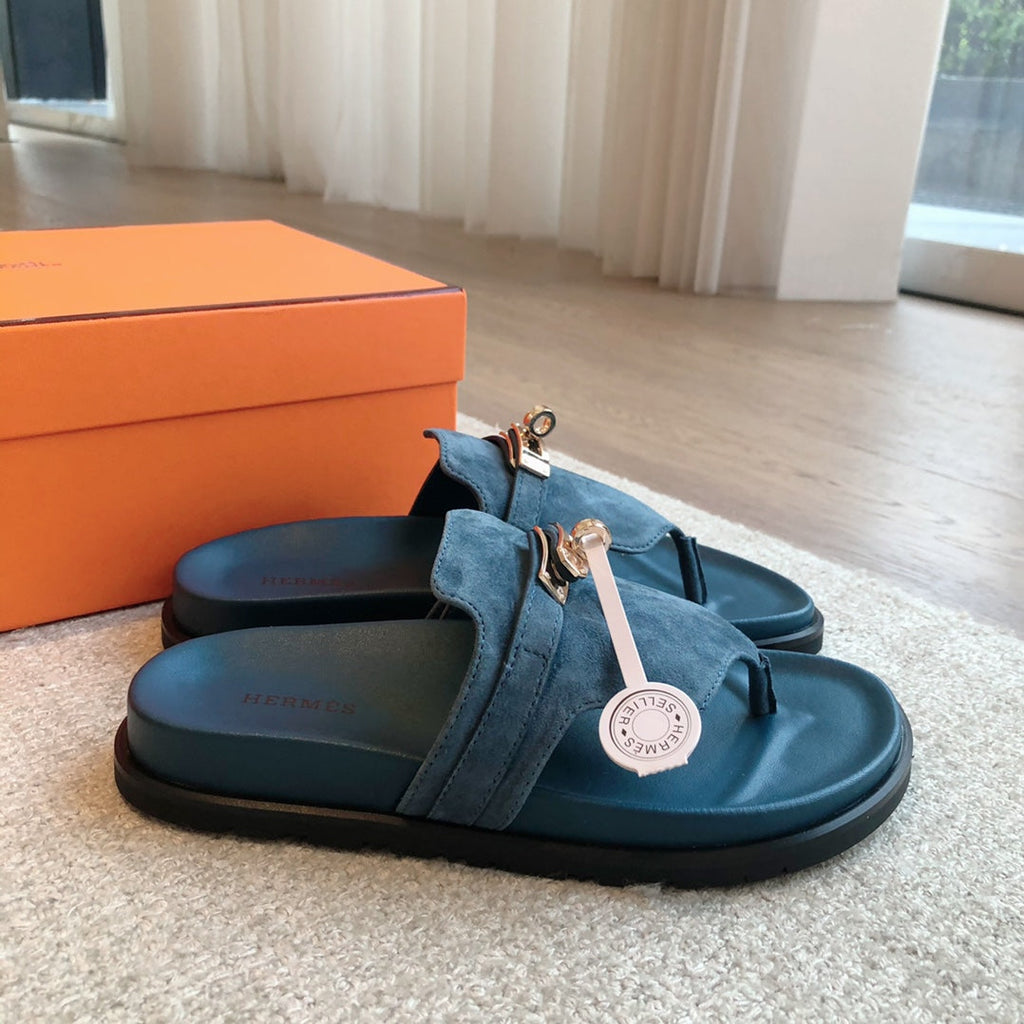 Hermes Empire Sandal Aegean Suede