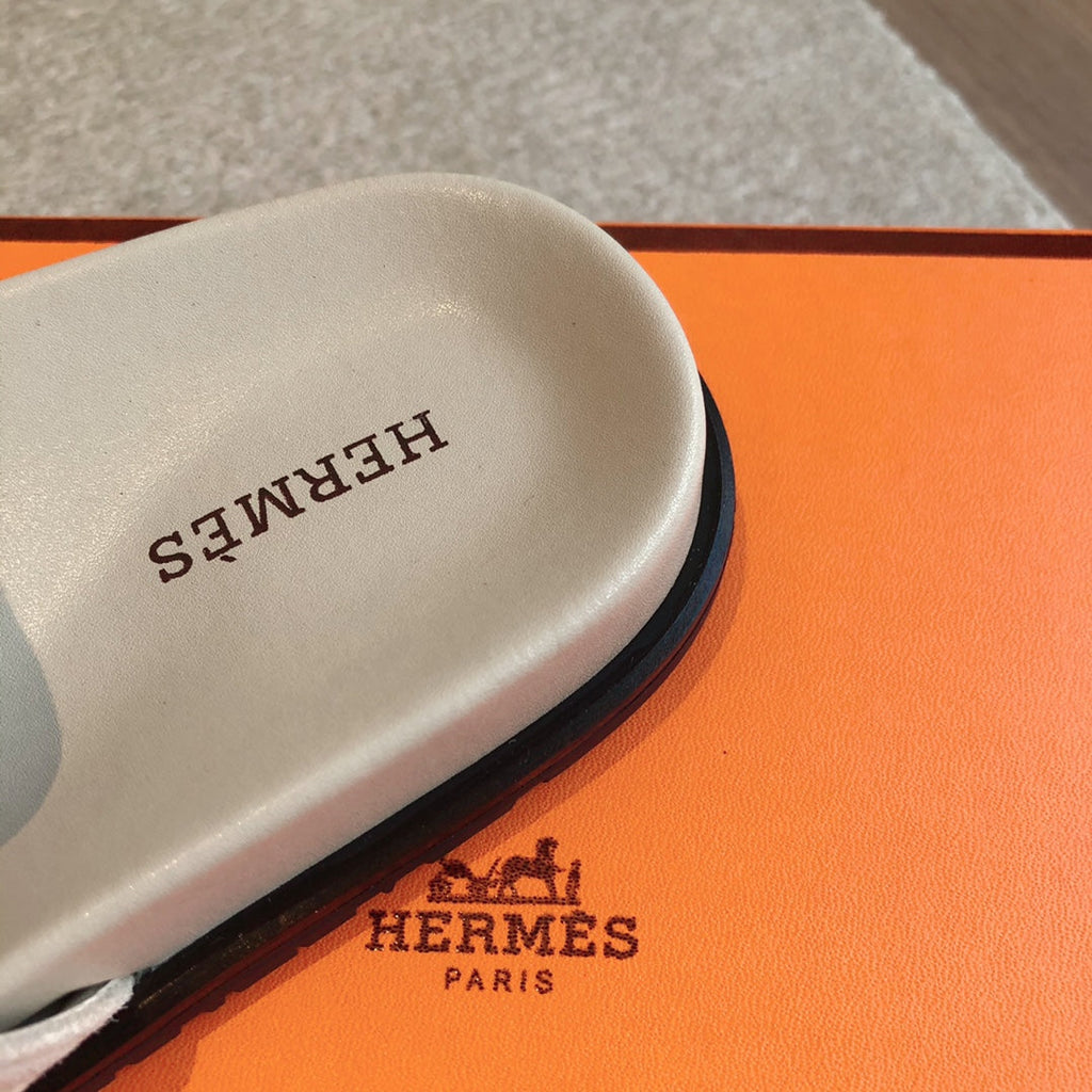 Hermes Empire Sandal Cream White Suede