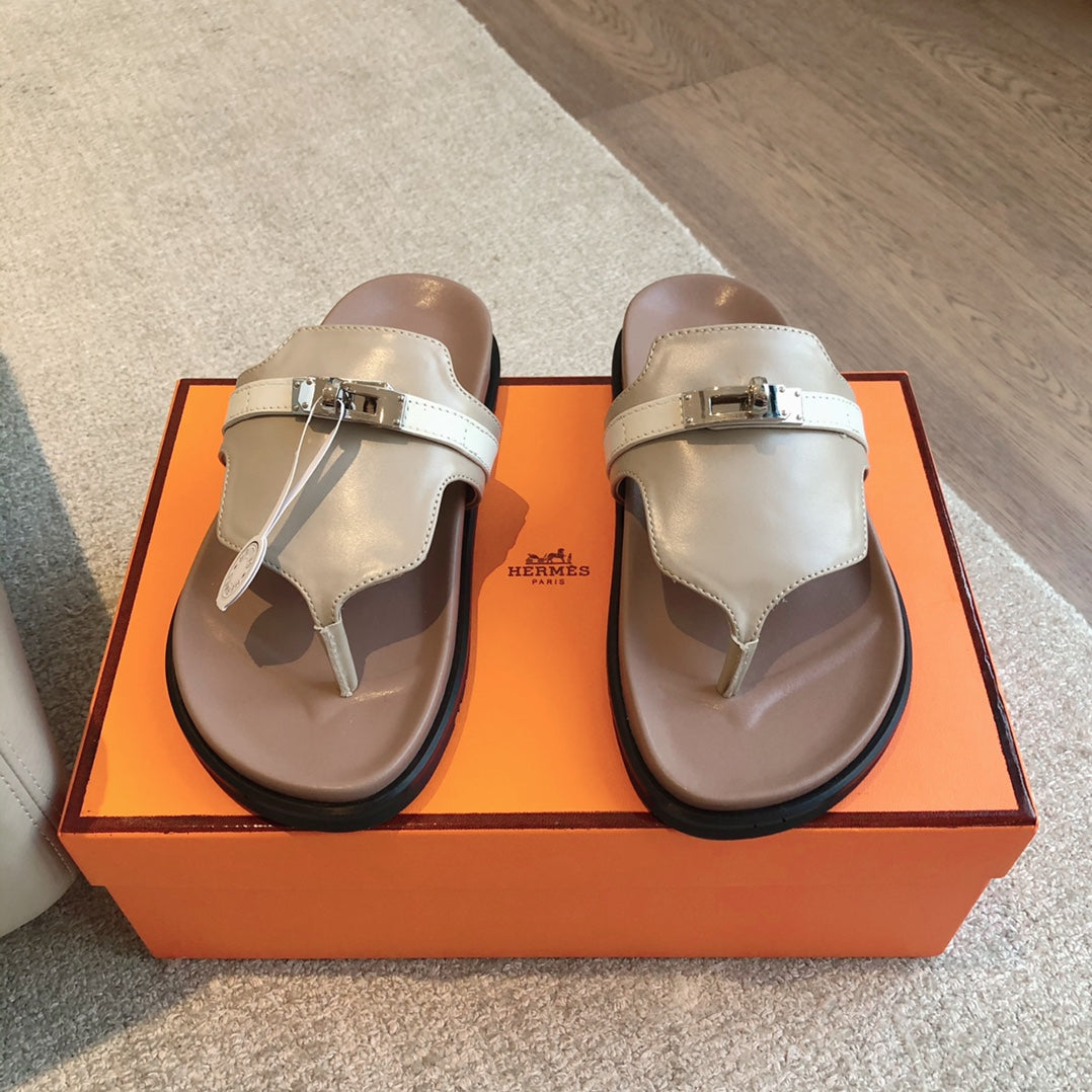 Hermes Empire Sandal Light Brown Mix Cream Calfskin