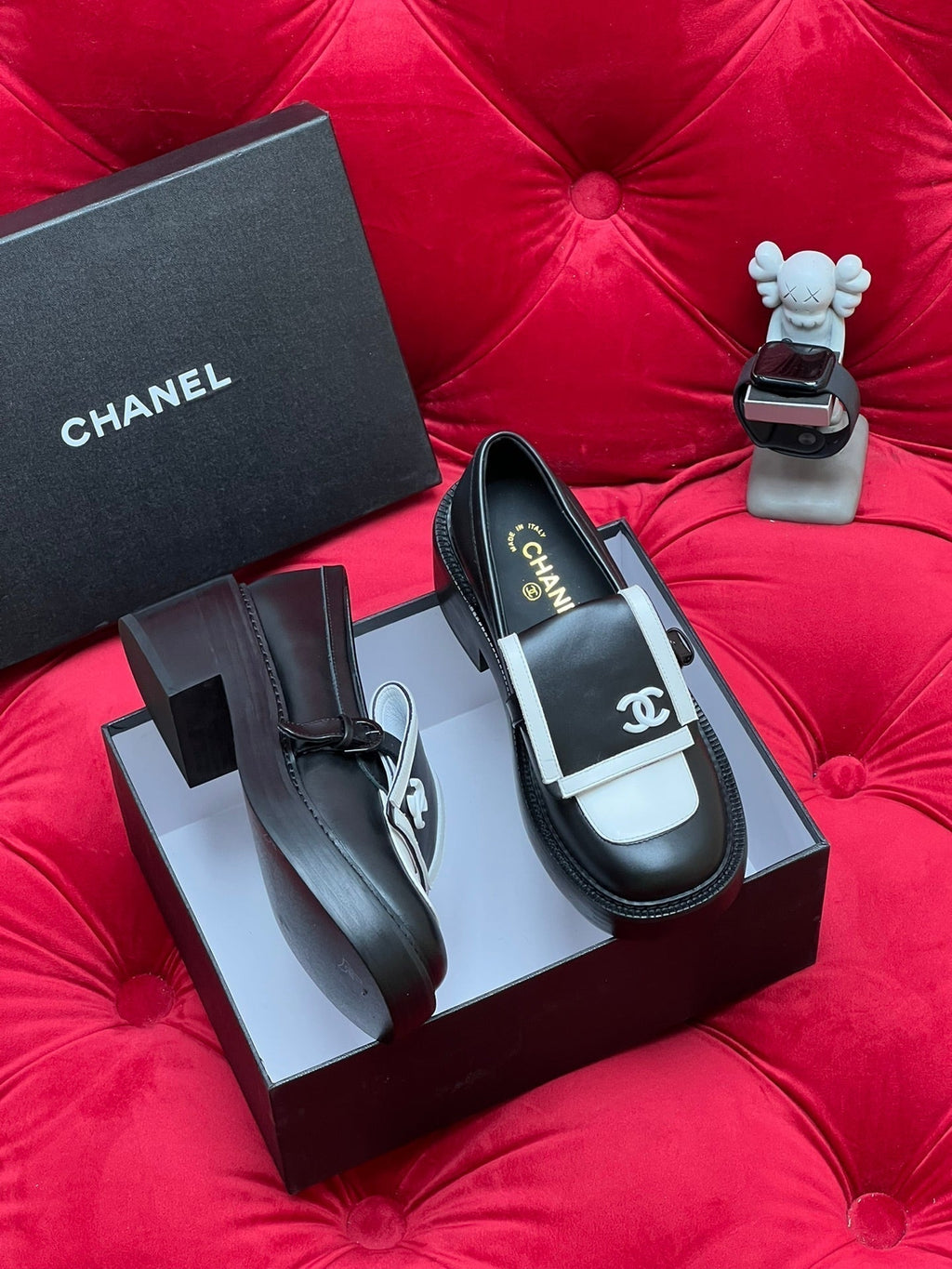 Chanel Moccasin Loafer in Black Mix White Lambskin
