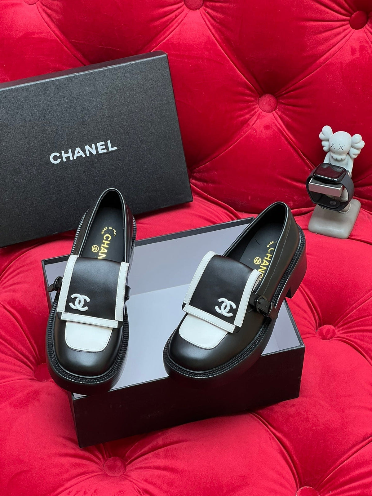 Chanel Moccasin Loafer in Black Mix White Lambskin