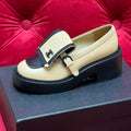 Chanel Moccasin Loafer in Yellow Cream Mix Black Lambskin