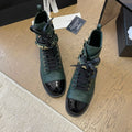 Chanel Alphabet Martin Boots in Forest Green Lambskin