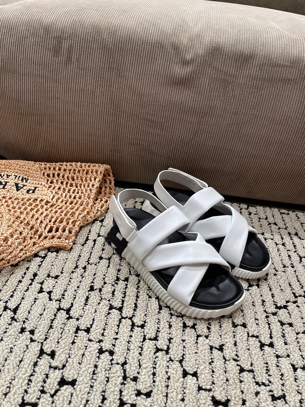 Hermes Electric Sandal Black Mix White Calfskin
