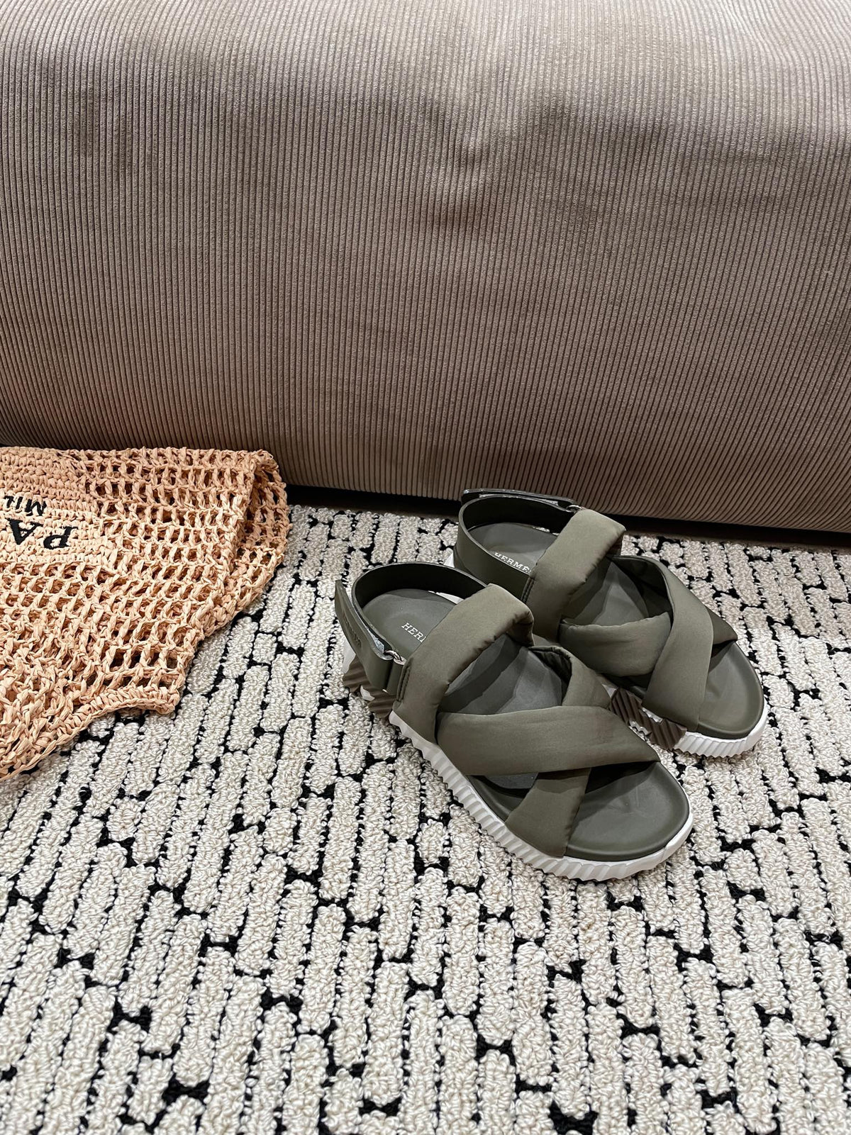 Hermes Electric Sandal Shadow Calfskin