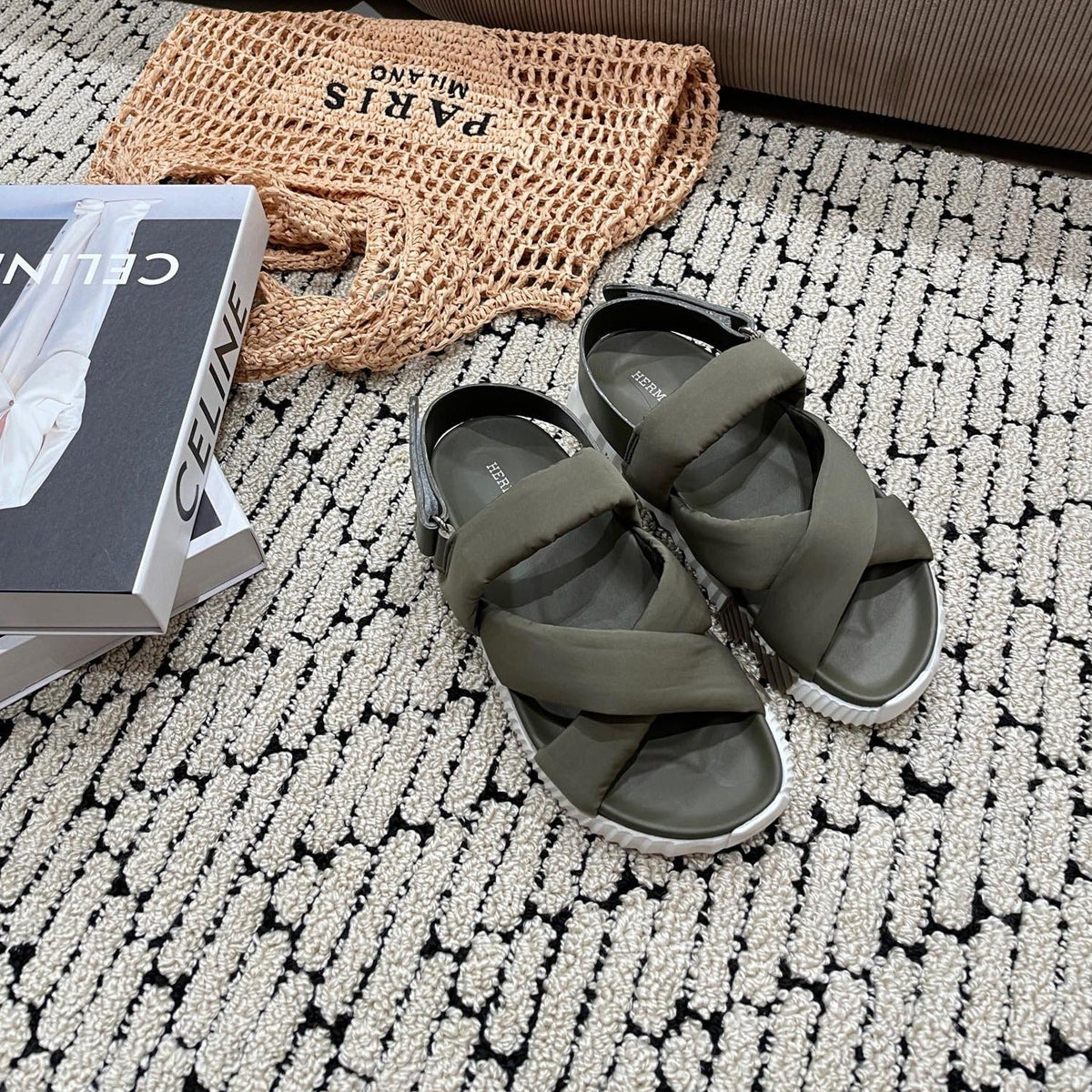 Hermes Electric Sandal Shadow Calfskin