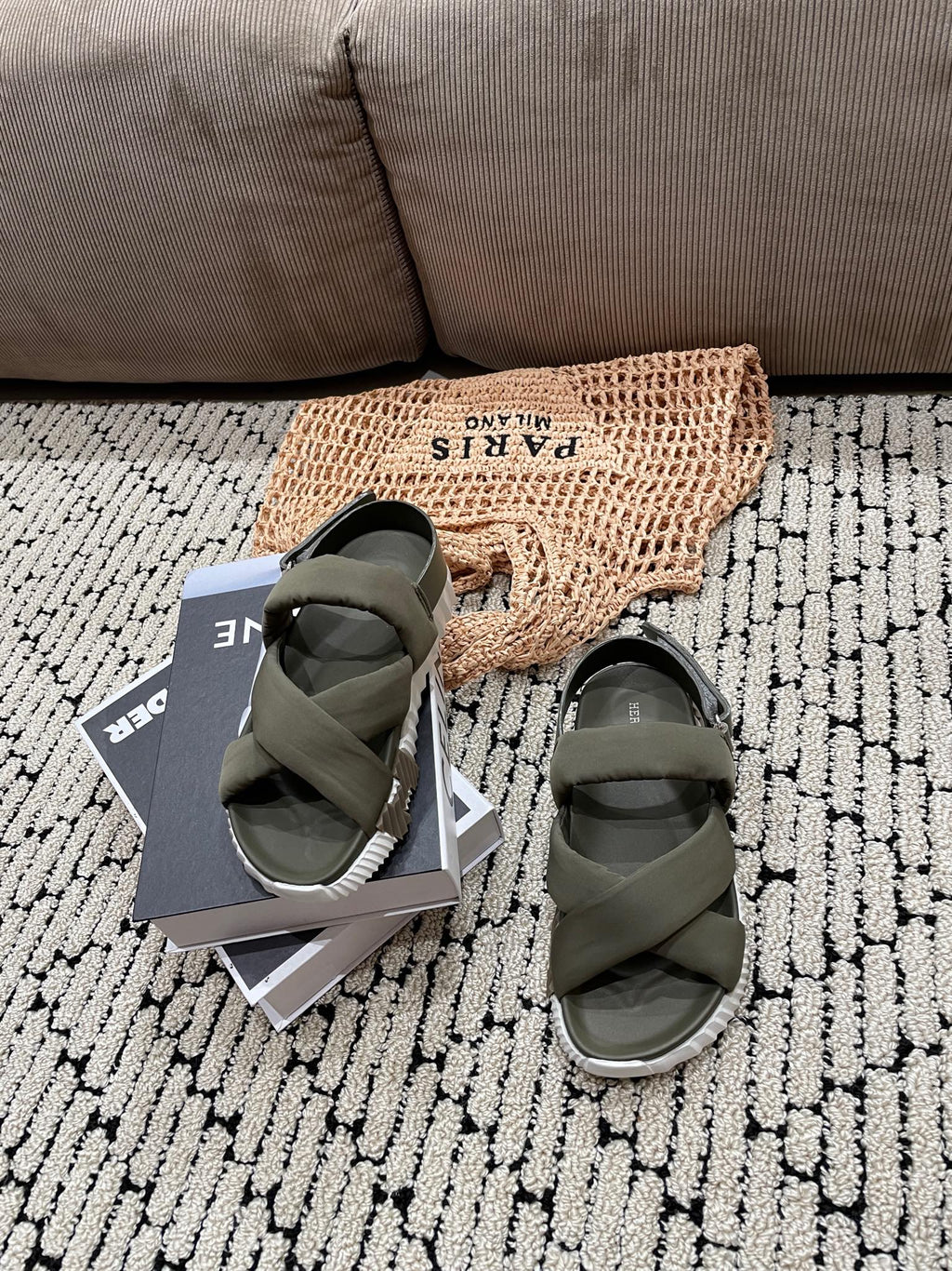 Hermes Electric Sandal Shadow Calfskin