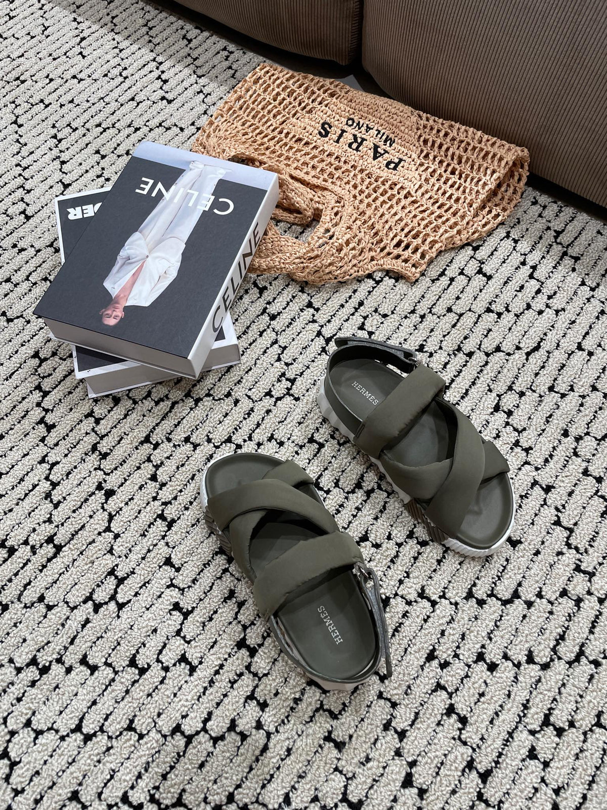 Hermes Electric Sandal Shadow Calfskin