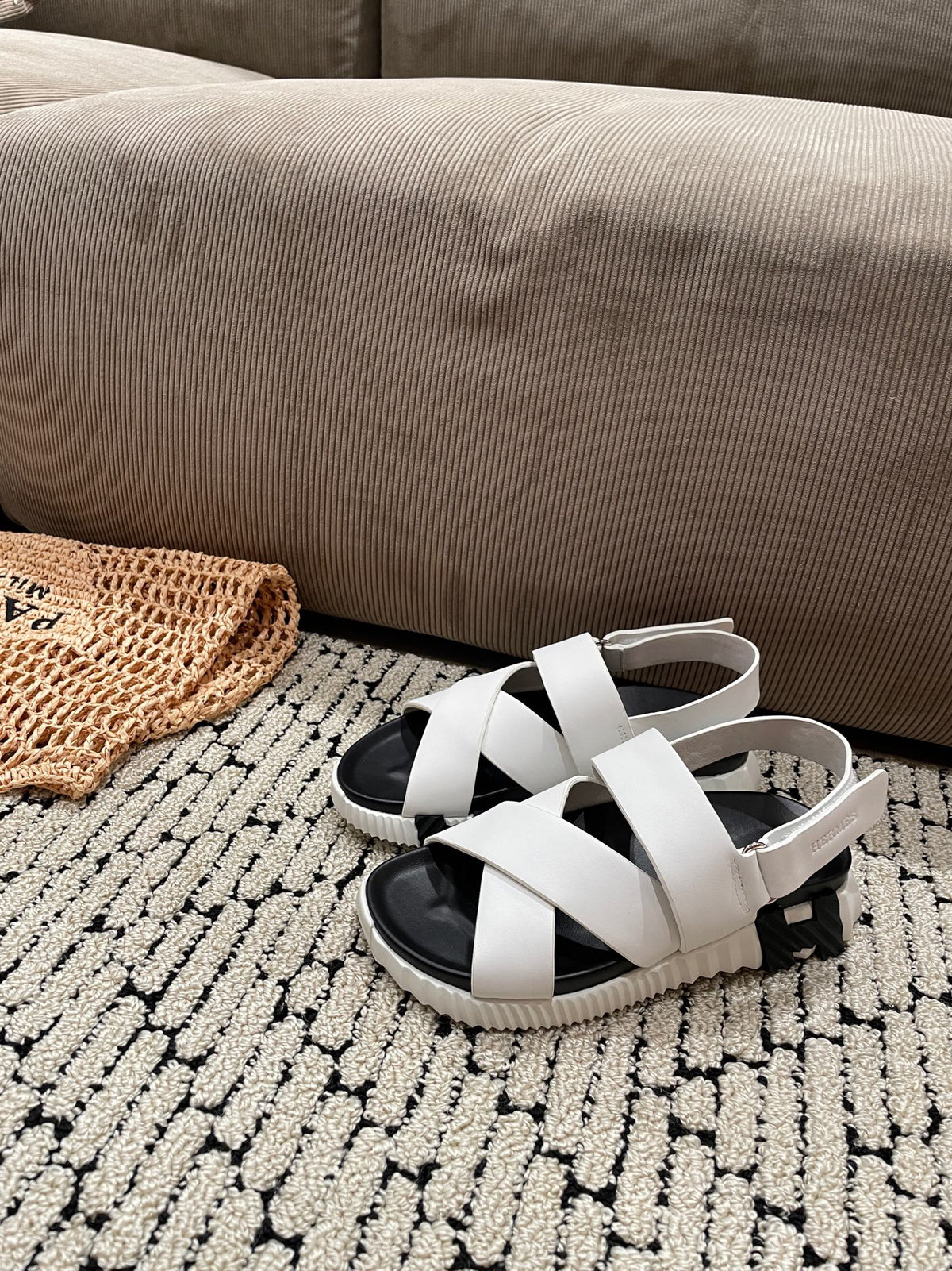 Hermes Electric Sandal Black Mix Creamy White Calfskin