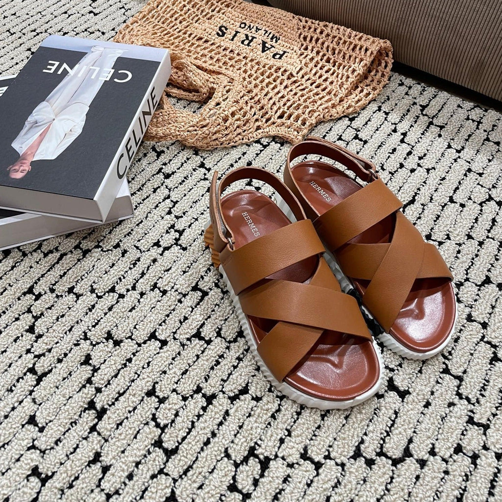 Hermes Electric Sandal Chocolate Calfskin